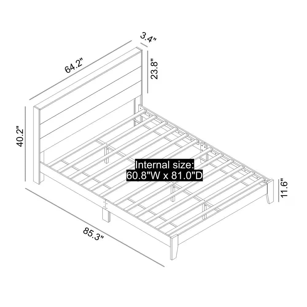 Weiss Amber Walnut Wood Frame Queen Platform Bed with Headboard