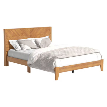 Weiss Amber Walnut Wood Frame Queen Platform Bed with Headboard