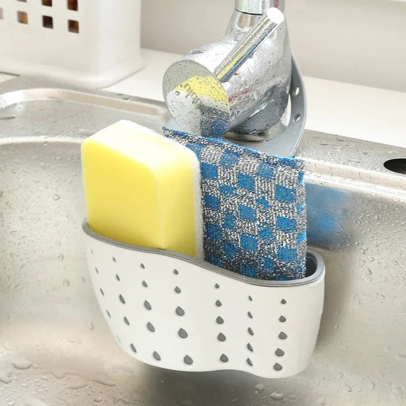 1PC Kitchen Organizer Adjustable Snap Sink Sponge Holder Kitchen Hanging Drain Basket Kitchen Gadgets