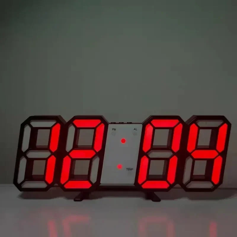 Purchase Products Clock 3D LED Digital Alarm Clock Wall Clock Time/Date/Temperature for Home/Kitchen/Office Clocks Decor Garden