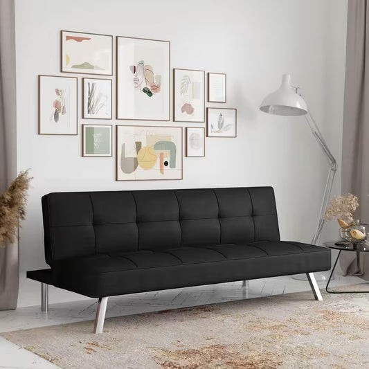 Calgiri 66 In. Armless 3-Seater Sofa in Black