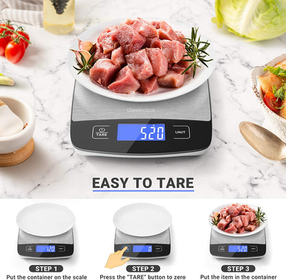 Digital Food Kitchen Scale, Small Scale for Food Weight Grams and Oz/Ounces, Kitchen Tools for Baking,Cooking,Meal Prep,Weight Loss, 1G/0.05Oz Precise Graduation,Easy Clean Stainless Steel